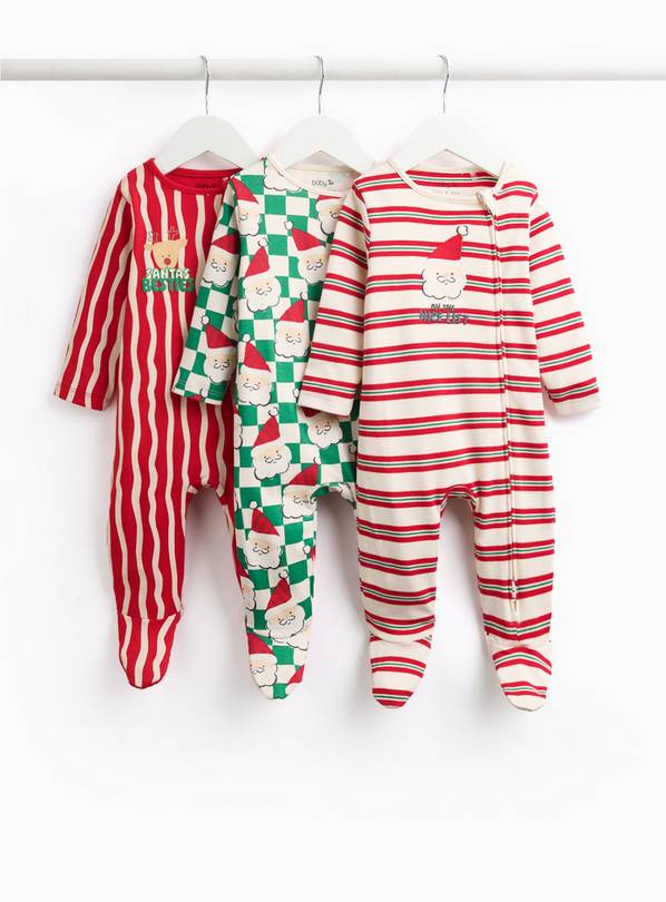 Christmas Nice List Sleepsuits 3-Pack 6-9 months